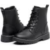 imageApakowa Gilrs Combat Boots Side Zipper Ankle Booties ToddlerLittle KidBig KidBlackpu