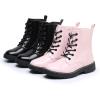 imageApakowa Gilrs Combat Boots Side Zipper Ankle Booties ToddlerLittle KidBig KidPink