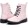 imageApakowa Gilrs Combat Boots Side Zipper Ankle Booties ToddlerLittle KidBig KidPink