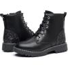 imageApakowa Gilrs Combat Boots Side Zipper Ankle Booties ToddlerLittle KidBig KidZsf02black