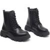imageApakowa Girls Combat Boots Fashion Ankle Booties Side Zipper Boots Little KidBig KidFs03black