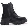 imageApakowa Girls Combat Boots Fashion Ankle Booties Side Zipper Boots Little KidBig KidFs03black