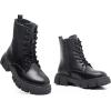imageApakowa Girls Combat Boots Fashion Ankle Booties Side Zipper Boots Little KidBig KidFs04black