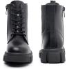 imageApakowa Girls Combat Boots Fashion Ankle Booties Side Zipper Boots Little KidBig KidFs04black