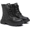 imageApakowa Girls Combat Boots Fashion Ankle Booties Side Zipper Boots Little KidBig KidSparklyblack