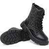 imageApakowa Girls Combat Boots Fashion Ankle Booties Side Zipper Boots Little KidBig KidSparklyblack