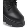 imageApakowa Girls Combat Boots Fashion Ankle Booties Side Zipper Boots Little KidBig KidSparklyblack