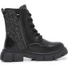 imageApakowa Girls Combat Boots Fashion Ankle Booties Side Zipper Boots Little KidBig KidSparklyblack