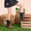 imageApakowa Girls Cowboy Boots Side Zipper Cowgirl Boots Embroidered Western Style Toddler Little Kid Big KidBlackbrown