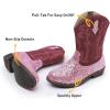 imageApakowa Girls Cowboy Boots Side Zipper Cowgirl Boots Embroidered Western Style Toddler Little Kid Big KidGlitterpink
