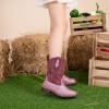 imageApakowa Girls Cowboy Boots Side Zipper Cowgirl Boots Embroidered Western Style Toddler Little Kid Big KidGlitterpink