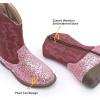imageApakowa Girls Cowboy Boots Side Zipper Cowgirl Boots Embroidered Western Style Toddler Little Kid Big KidGlitterpink