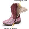 imageApakowa Girls Cowboy Boots Side Zipper Cowgirl Boots Embroidered Western Style Toddler Little Kid Big KidGlitterpink