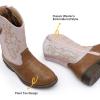 imageApakowa Girls Cowboy Boots Side Zipper Cowgirl Boots Embroidered Western Style Toddler Little Kid Big KidGlitterpinkbrown