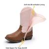 imageApakowa Girls Cowboy Boots Side Zipper Cowgirl Boots Embroidered Western Style Toddler Little Kid Big KidPinkbrown