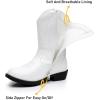 imageApakowa Girls Cowboy Boots Side Zipper Cowgirl Boots Embroidered Western Style Toddler Little Kid Big KidWhite