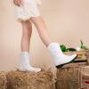 imageApakowa Girls Cowboy Boots Side Zipper Cowgirl Boots Embroidered Western Style Toddler Little Kid Big KidWhite