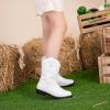 imageApakowa Girls Cowboy Boots Side Zipper Cowgirl Boots Embroidered Western Style Toddler Little Kid Big KidWhite