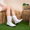 imageApakowa Girls Cowboy Boots Side Zipper Cowgirl Boots Embroidered Western Style Toddler Little Kid Big KidWhite