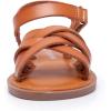 imageApakowa Girls Sandals Open Toe Princess Flat Sandals Strappy Summer Shoes ToddlerLittle KidBig KidBrown
