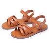 imageApakowa Girls Sandals Open Toe Princess Flat Sandals Strappy Summer Shoes ToddlerLittle KidBig KidBrown