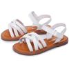 imageApakowa Girls Sandals Open Toe Princess Flat Sandals Strappy Summer Shoes ToddlerLittle KidBig KidWhite