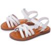 imageApakowa Girls Sandals Open Toe Princess Flat Sandals Strappy Summer Shoes ToddlerLittle KidBig KidWhite