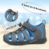 imageApakowa Kids Boys Sandals Summer Outdoor Athletic Double Strap ClosedToe Beach Sandals Sport ToddlerLittle KidGreyblue1207