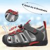 imageApakowa Kids Boys Sandals Summer Outdoor Athletic Double Strap ClosedToe Beach Sandals Sport ToddlerLittle KidGreyscarlet1207