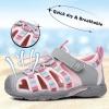 imageApakowa Kids Boys Sandals Summer Outdoor Athletic Double Strap ClosedToe Beach Sandals Sport ToddlerLittle KidLightgreypink1207