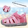 imageApakowa Kids Boys Sandals Summer Outdoor Athletic Double Strap ClosedToe Beach Sandals Sport ToddlerLittle KidPink1207