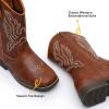 imageApakowa Kids Cowboy Boots  Cowboy and Cowgirl Boots for Boys and Girls MidCalf Square Toe Western Rodeo Boots with Embroidery and Side Zipper ToddlerLittle KidBig KidBrown