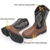 imageApakowa Kids Cowboy Boots  Cowboy and Cowgirl Boots for Boys and Girls MidCalf Square Toe Western Rodeo Boots with Embroidery and Side Zipper ToddlerLittle KidBig KidBlackbrown