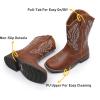 imageApakowa Kids Cowboy Boots  Cowboy and Cowgirl Boots for Boys and Girls MidCalf Square Toe Western Rodeo Boots with Embroidery and Side Zipper ToddlerLittle KidBig KidBrown