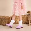 imageApakowa Kids Cowboy Boots  Cowboy and Cowgirl Boots for Boys and Girls MidCalf Square Toe Western Rodeo Boots with Embroidery and Side Zipper ToddlerLittle KidBig KidGlitterwhite