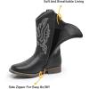 imageApakowa Kids Cowboy Boots  Cowboy and Cowgirl Boots for Boys and Girls MidCalf Square Toe Western Rodeo Boots with Embroidery and Side Zipper ToddlerLittle KidBig KidBlack
