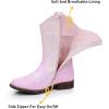 imageApakowa Kids Cowboy Boots  Cowboy and Cowgirl Boots for Boys and Girls MidCalf Square Toe Western Rodeo Boots with Embroidery and Side Zipper ToddlerLittle KidBig KidGlitterpink