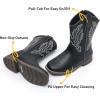 imageApakowa Kids Cowboy Boots  Cowboy and Cowgirl Boots for Boys and Girls MidCalf Square Toe Western Rodeo Boots with Embroidery and Side Zipper ToddlerLittle KidBig KidBlack