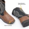 imageApakowa Kids Cowboy Boots  Cowboy and Cowgirl Boots for Boys and Girls MidCalf Square Toe Western Rodeo Boots with Embroidery and Side Zipper ToddlerLittle KidBig KidBlackbrown