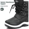 imageApakowa Kids Girls Insulated Fur Winter Warm Snow Boots ToddlerLittle KidHdl020black