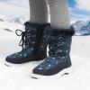 imageApakowa Kids Girls Insulated Fur Winter Warm Snow Boots ToddlerLittle KidNavy