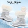 imageApakowa Kids Girls Insulated Fur Winter Warm Snow Boots ToddlerLittle KidSilver7322