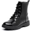 imageApakowa Gilrs Combat Boots Side Zipper Ankle Booties ToddlerLittle KidBig KidBlack