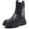 imageApakowa Girls Combat Boots Fashion Ankle Booties Side Zipper Boots Little KidBig KidBlack