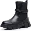 imageApakowa Girls Combat Boots Fashion Ankle Booties Side Zipper Boots Little KidBig KidBlackfs727