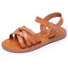 imageApakowa Girls Sandals Open Toe Princess Flat Sandals Strappy Summer Shoes ToddlerLittle KidBig KidBrown