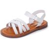 imageApakowa Girls Sandals Open Toe Princess Flat Sandals Strappy Summer Shoes ToddlerLittle KidBig KidWhite
