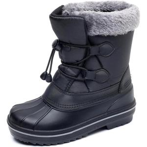 imageApakowa Boys Girls Winter Snow Boots  Waterproof Insulated Cold Weather Boots with Side Zipper Drawstring Closure ampamp AntiSlip SoleBlack578