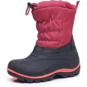 imageApakowa Boys Girls Winter Snow Boots  Waterproof Insulated Cold Weather Boots with Side Zipper Drawstring Closure ampamp AntiSlip SoleBlackburgundy2303