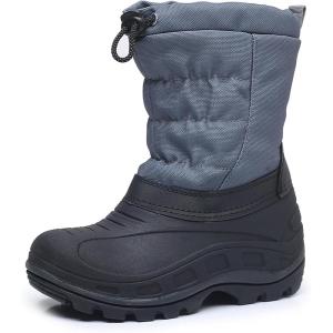 imageApakowa Boys Girls Winter Snow Boots  Waterproof Insulated Cold Weather Boots with Side Zipper Drawstring Closure ampamp AntiSlip SoleBlackgrey2303